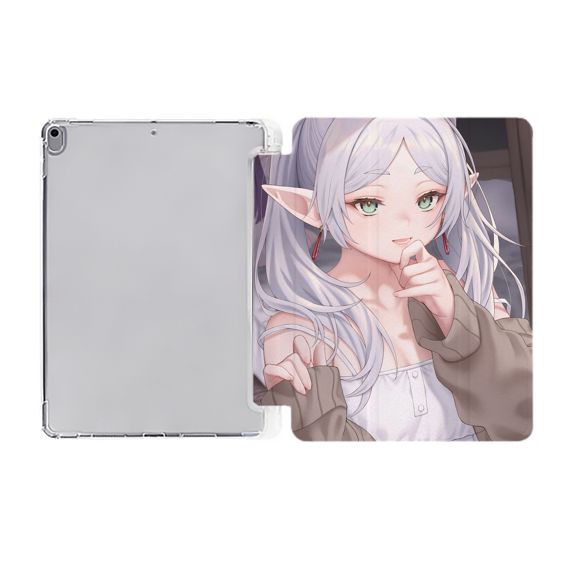 （画像用） 葬送のフリーレン Frieren IPad ケース ペン収納付き 三つ折りスタンド PUレザー×シリコン 対応機種9.5/10.5/10.9インチ